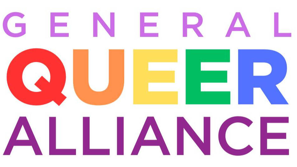 General Queer Alliance logo with rainbow lettering